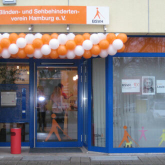 Der Eingangsbereich des Louis-Braille-Centers, Geschäftsstelle des BSVH